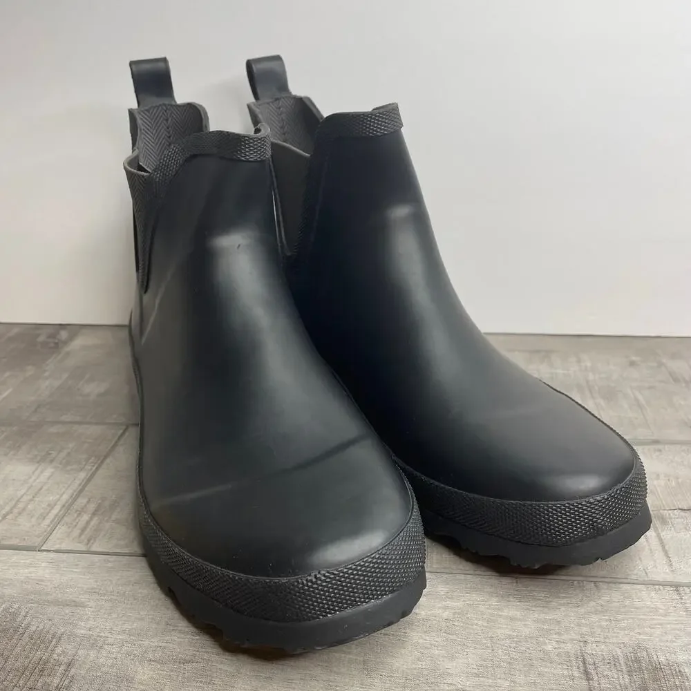 NWT CHAPS Matte Black Rubber Rain Boots AEVA BO RAI Sz 10 Slip On Low Top